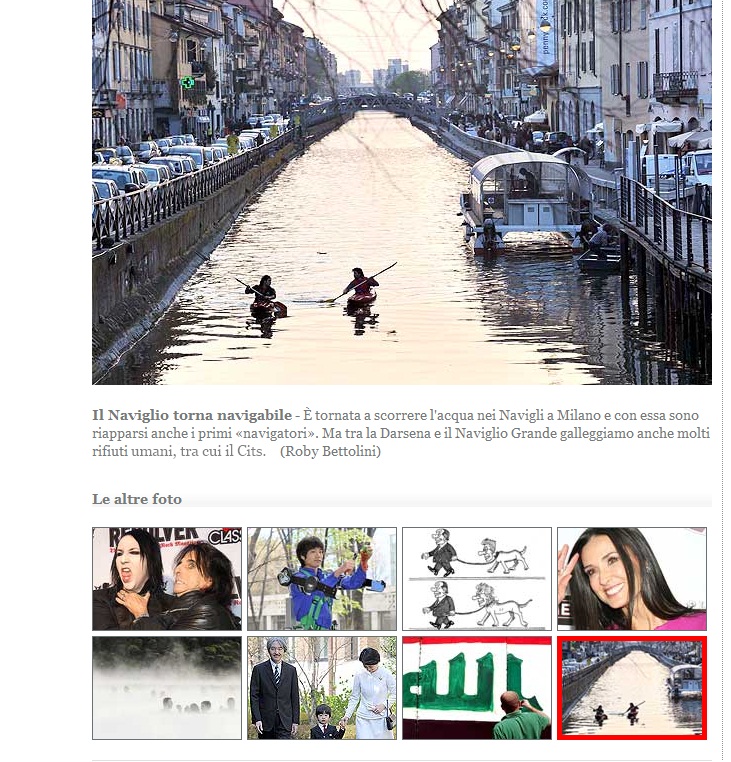 finto cits con canoa nel naviglio